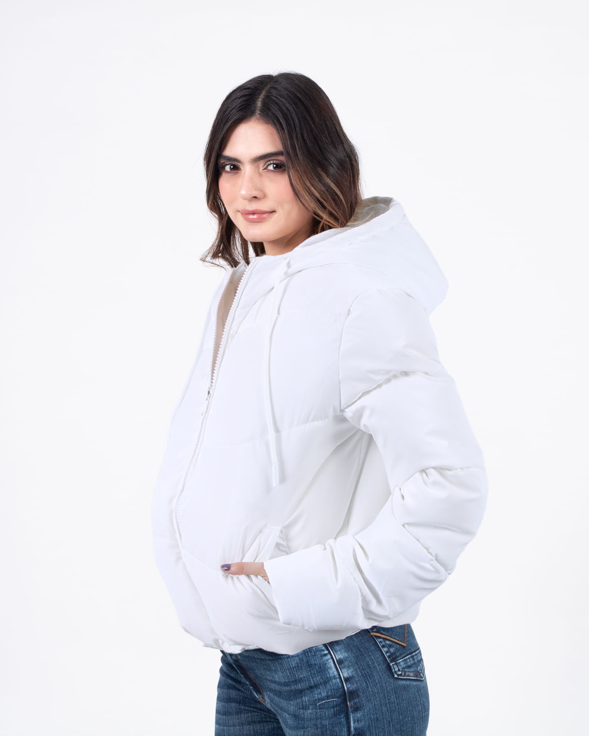 Chaqueta de 2025 jean blanca mujer