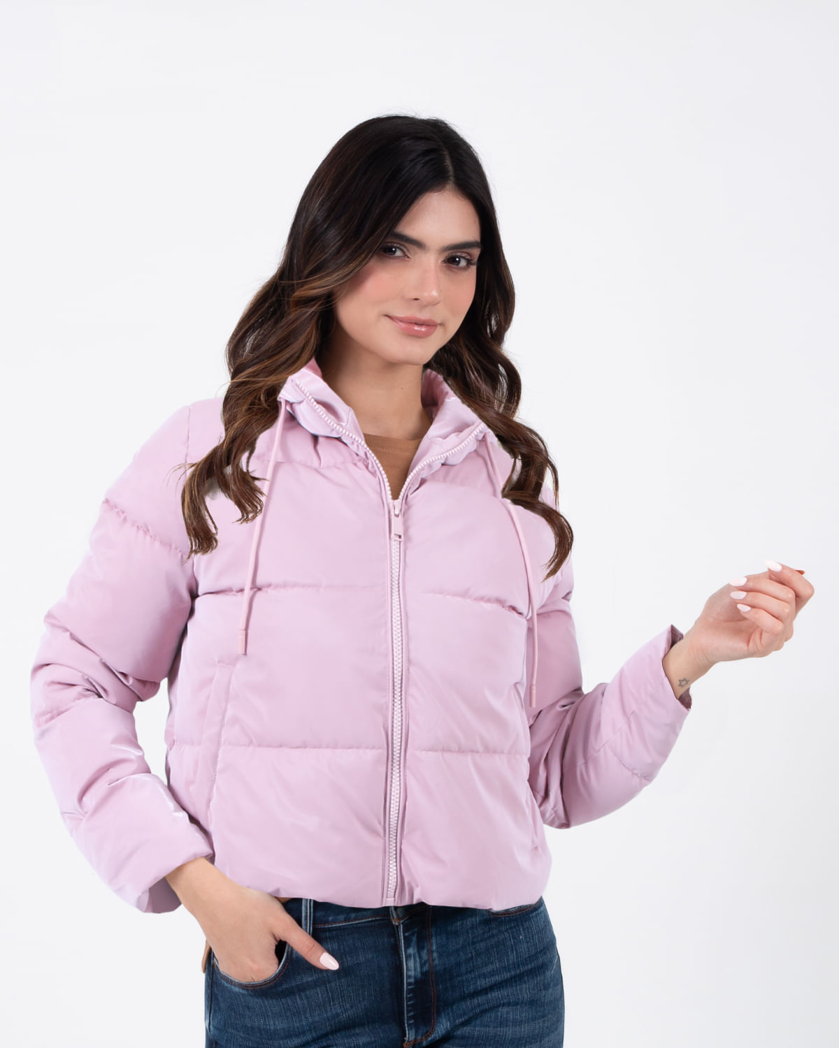 Chaqueta de best sale jean rosada