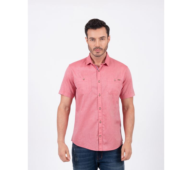 Camisa roja manga corta para hombre - oxfordjeans