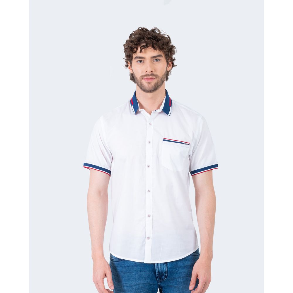 Oxford Jeans Camisa blanca manga corta para hombre