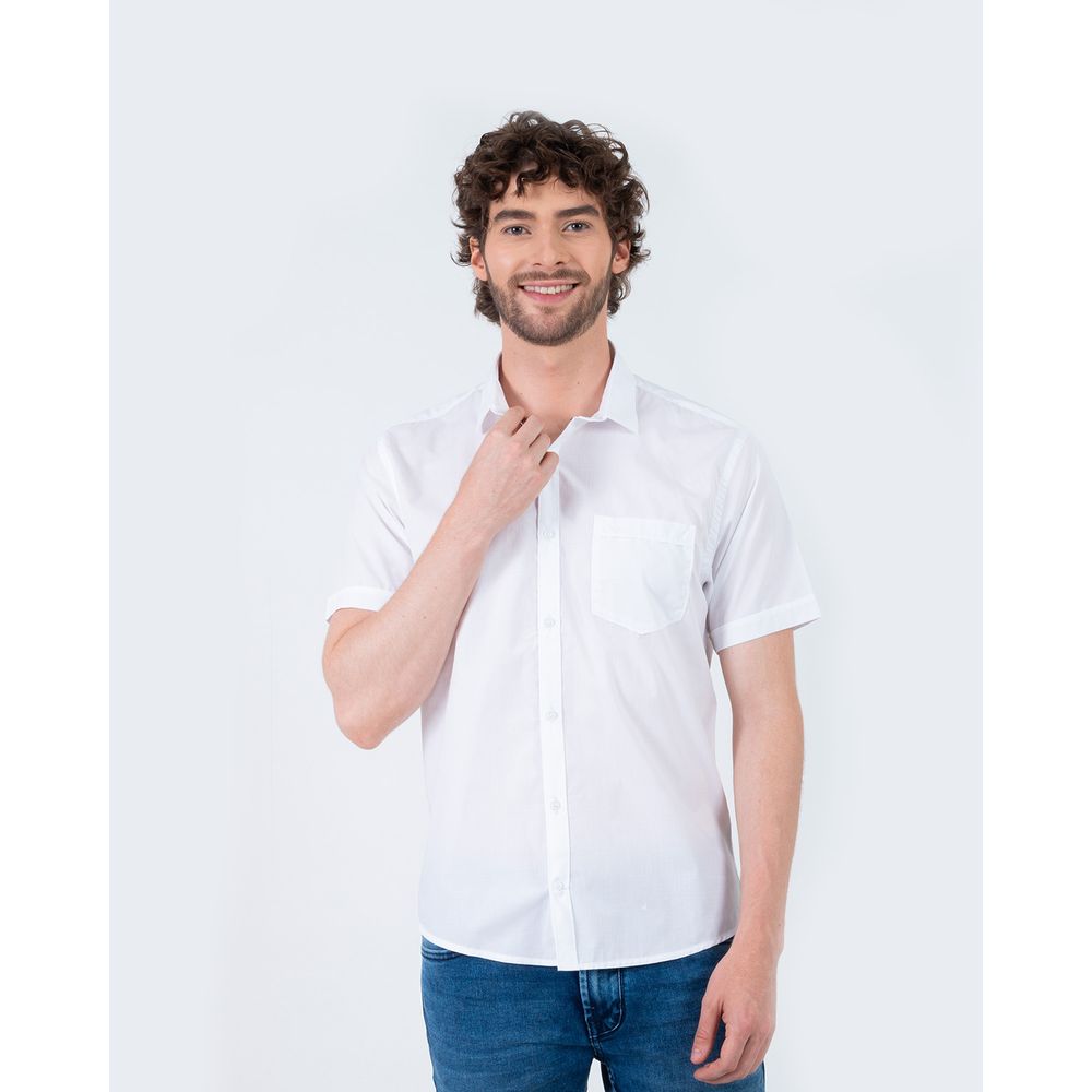 Oxford Jeans Camisa blanca manga corta para hombre